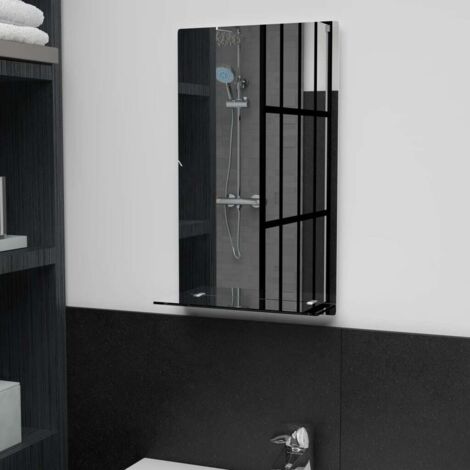 Espejo de pared con estante de vidrio templado 30x50 cm