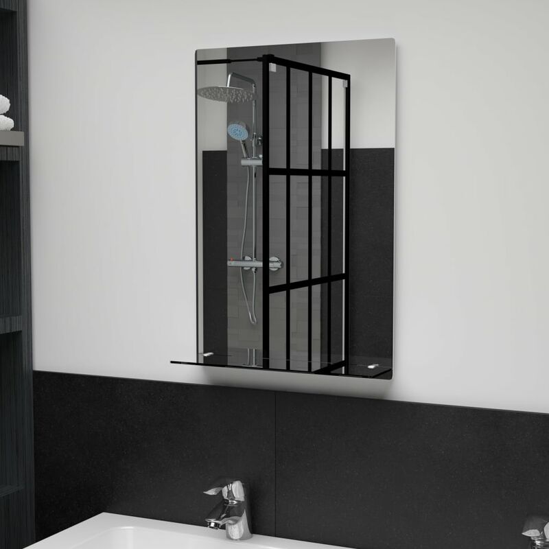 

Espejo de pared con estante de vidrio templado 40x60 cm - Plateado