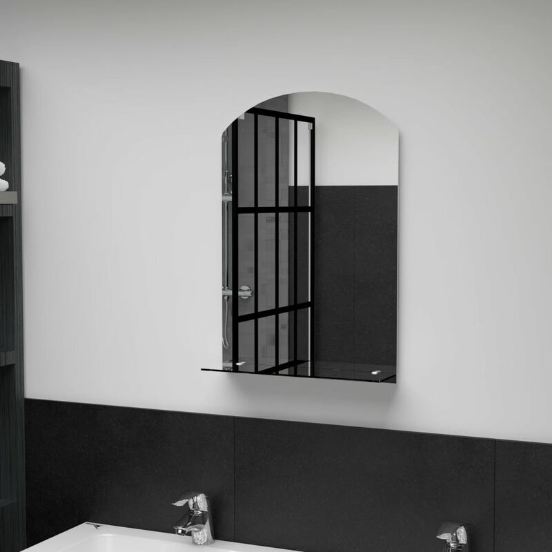 

Espejo de pared con estante de vidrio templado 40x60 cm - Plateado