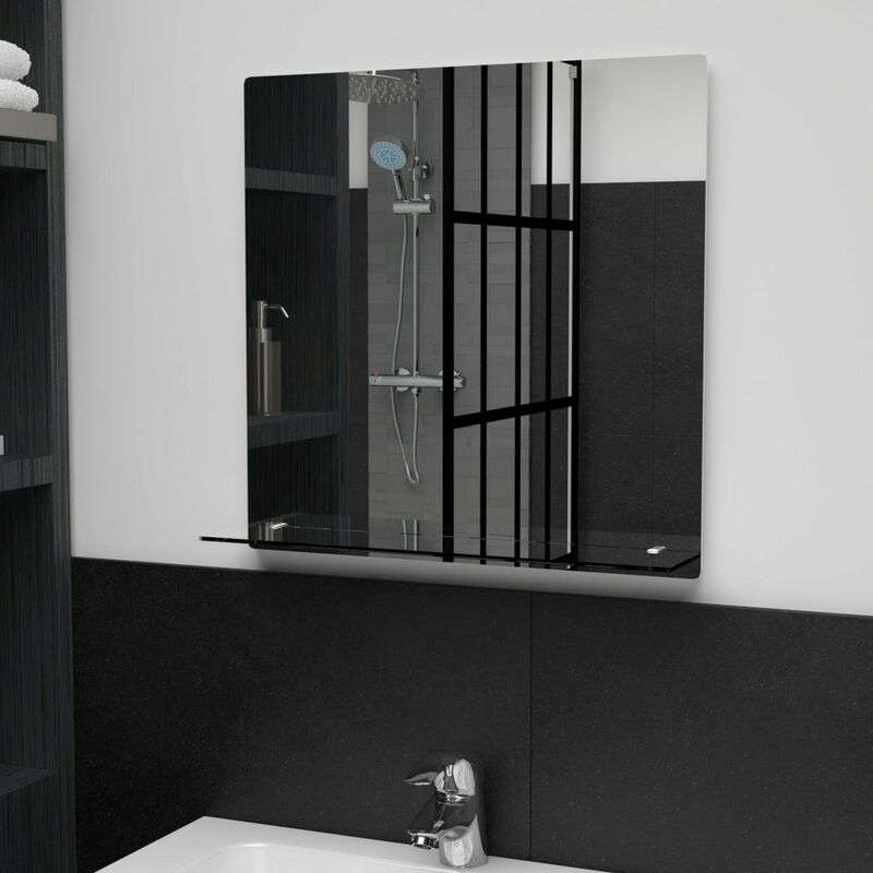 

Espejo de pared con estante de vidrio templado 50x50 cm