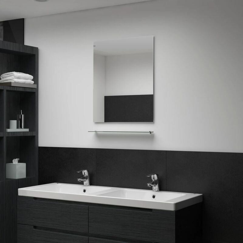 

Youthup - Espejo de pared con estante de vidrio templado 50x60 cm - Plateado