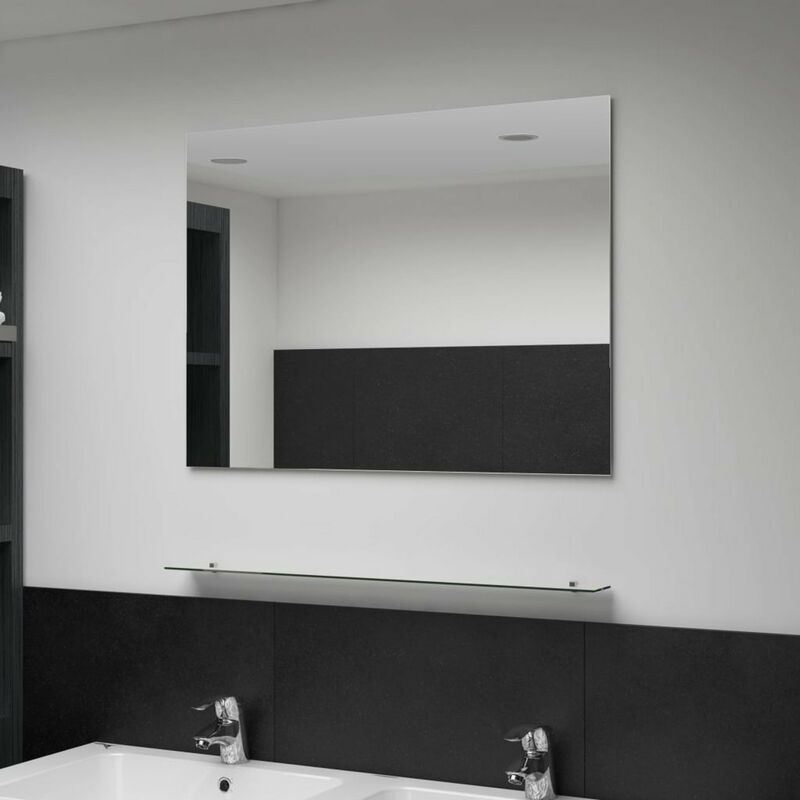 

Espejo de pared con estante de vidrio templado 80x60 cm
