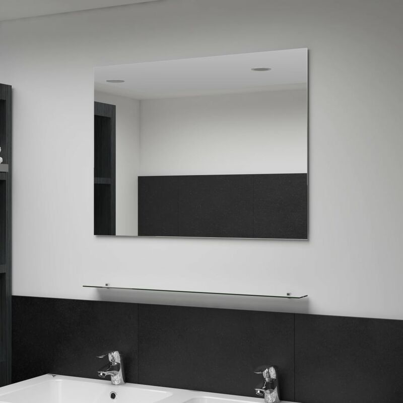 

Espejo de pared con estante de vidrio templado 80x60 cm