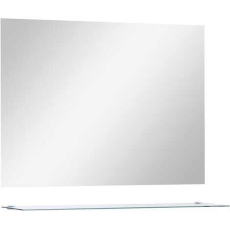 Espejo de pared con estante de vidrio templado 80x60 cm