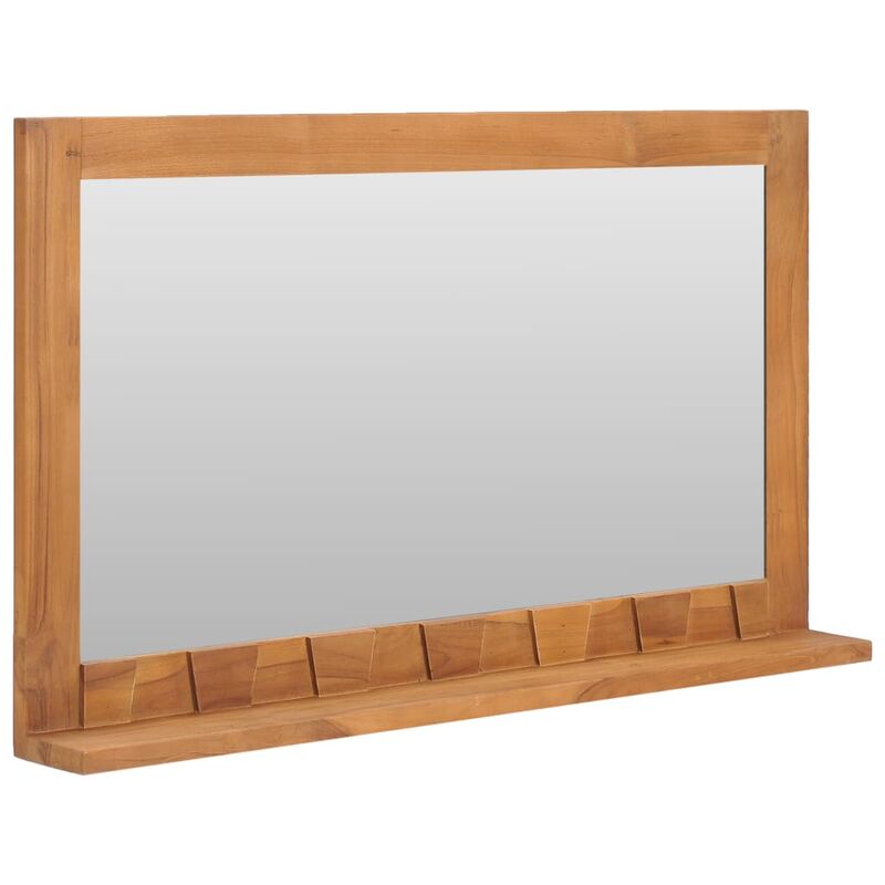 

Happyshopping - Espejo de pared con estante madera maciza de teca 100x12x60 cm