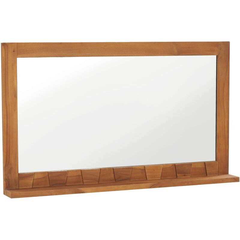 

Espejo de pared con estante madera maciza de teca 100x12x60 cm
