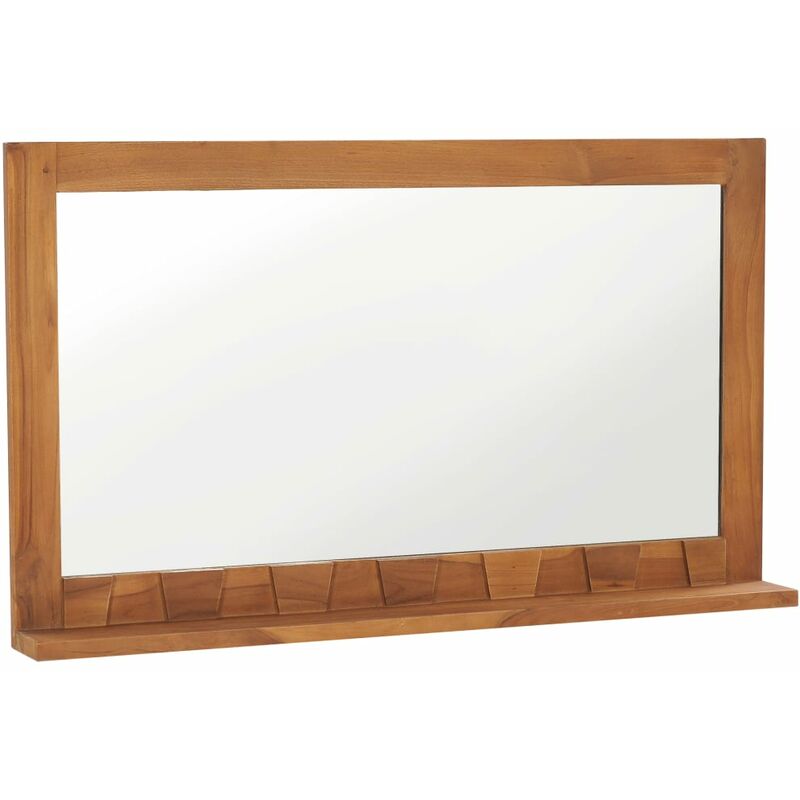 

vidaXL Espejo de pared con estante madera maciza de teca 100x12x60 cm - Marrón