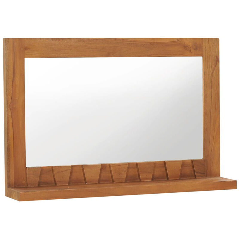 

Espejo de pared con estante madera maciza de teca 60x12x40 cm