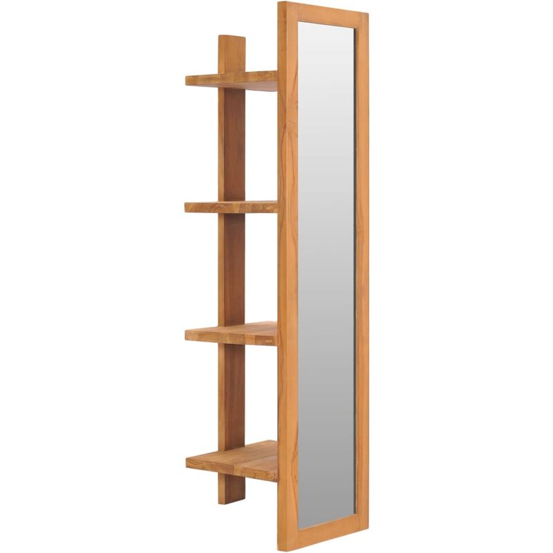 

Happyshopping - Espejo de pared con estantes madera de teca maciza 30x30x120 cm