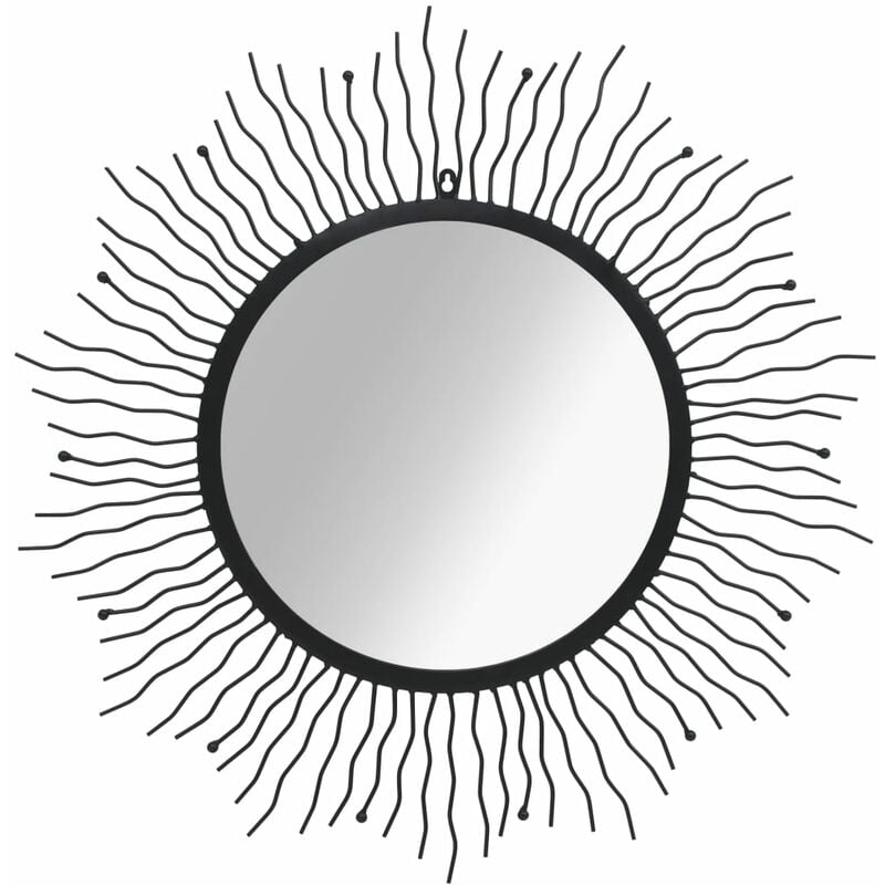 

Espejo de pared con forma de sol radiante 80 cm negro