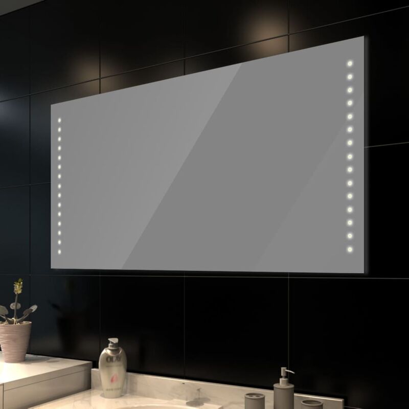 

Espejo de pared con luces LED 100x60 cm - Plateado