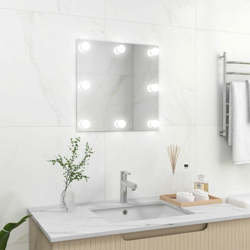 

Espejo de pared con luces LED cuadrado de vidrio