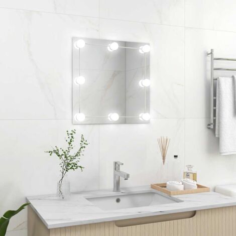 Espejo de pared con luces LED cuadrado de vidrio