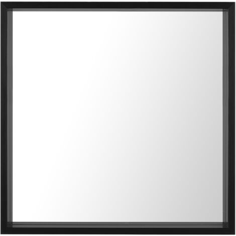 Espejo de pared con marco sintético negro cuadrado 50 x 50 cm estilo minimalista Brignoles