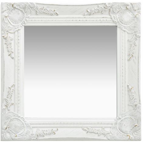 Espejo de pared cuadrado estilo barroco 40x40 cm Blanco DEC022846