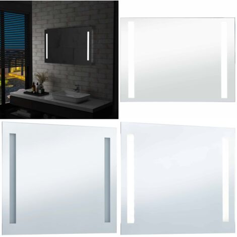 Espejo de pared de baño con LED 100x60 cm - Espejo de baño con luces esmeriladas - Espejo LED para baño