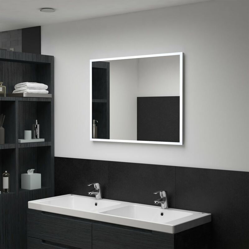 

Happyshopping - Espejo de pared de bano con LED 80x60 cm