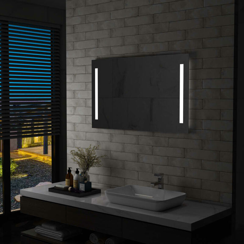 

Espejo de pared de baño con LED 100x60 cm - Plateado