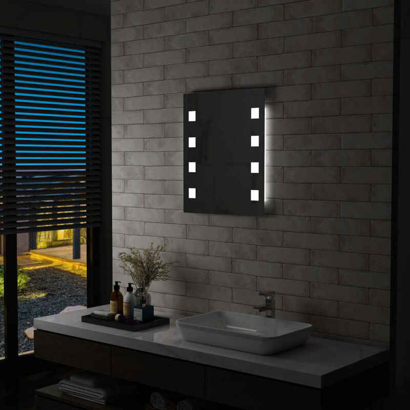 

Espejo de pared de baño con LED 50x60 cm - Plateado