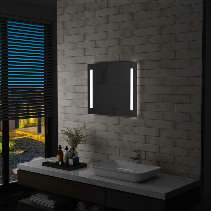 

Espejo de pared de baño con LED 60x50 cm - Plateado