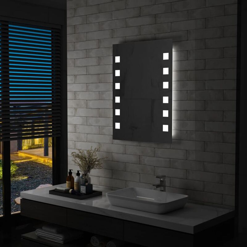 

Espejo de pared de baño con LED 60x80 cm - Plateado