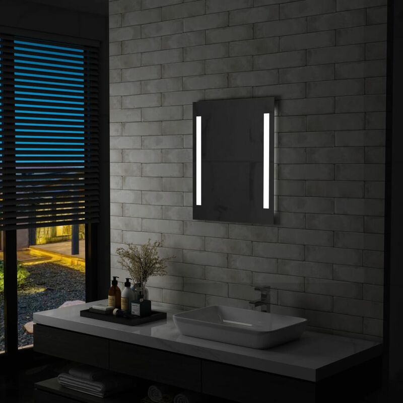 

Youthup - Espejo de pared de baño con LED y estante 50x70 cm - Plateado