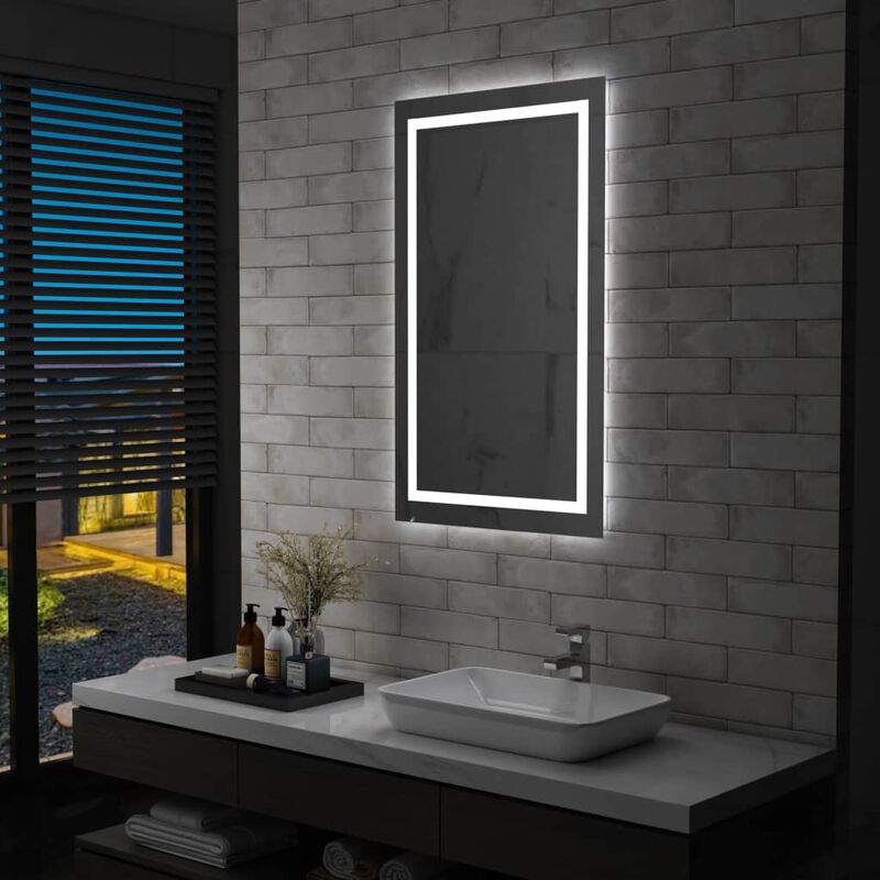 

Espejo de pared de baño con LED y sensor táctil 60x100 cm - Plateado