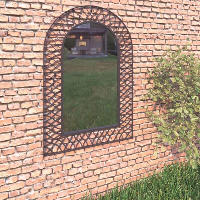 

Espejo de pared de jardín arqueado 50x80 cm negro