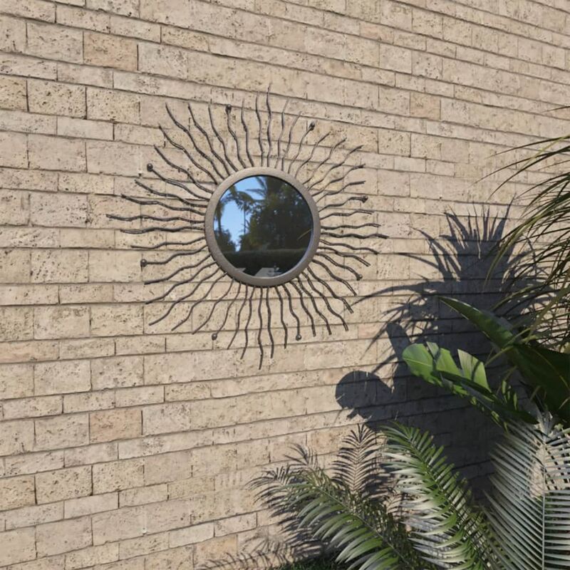 

Espejo de pared de jardin con forma de sol 60 cm negro