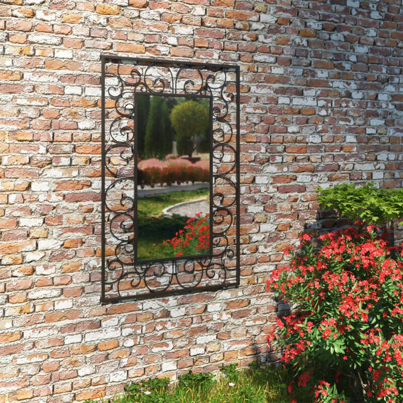 

Youthup - Espejo de pared de jardín rectangular 50x80 cm negro - Negro