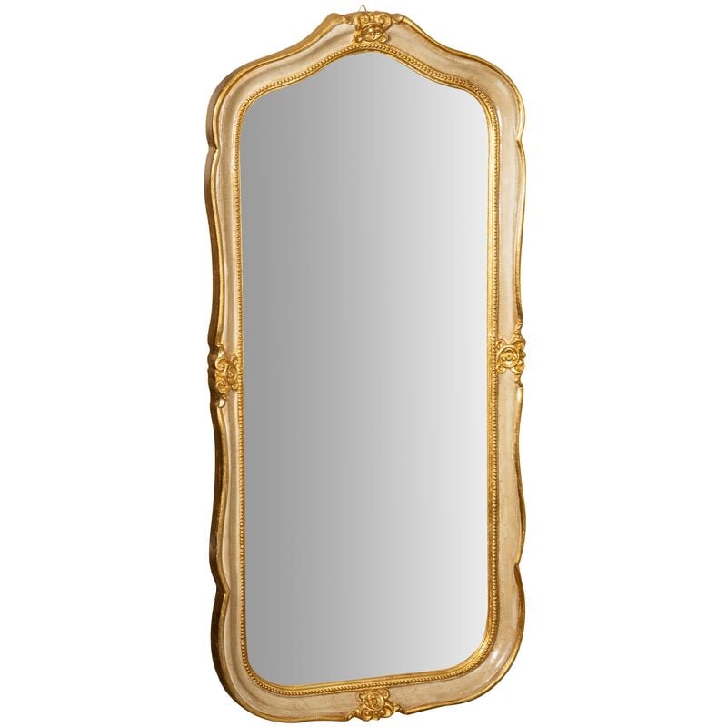 

Biscottini - Espejo de pared de colgar DE MADERA ACABADO DORADO Y MARFIL. HECHO EN ITALIA