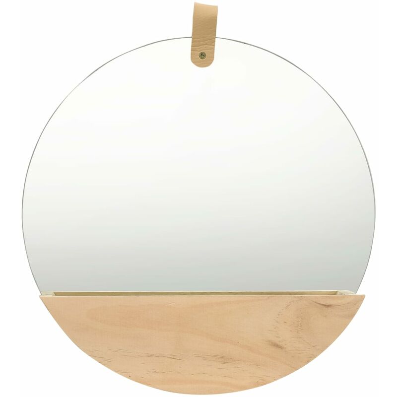 

vidaXL Espejo de pared de madera maciza de pino 35 cm - Marrón