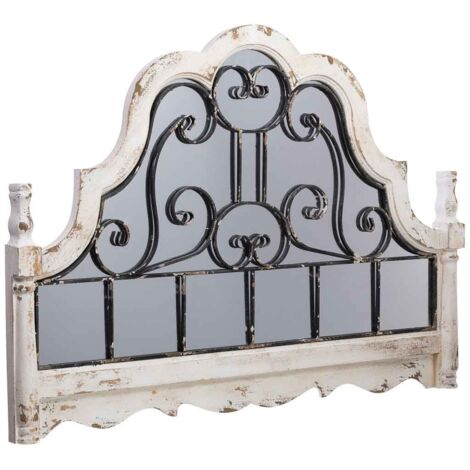 Espejo de pared de madera y metal envejecido blanco 128.5x6.5x89h cm