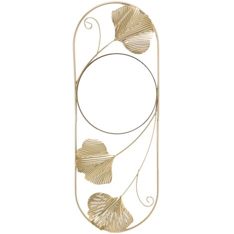 Espejo de pared de metal con forma de hoja, espejo decorativo moderno resistente a la decoloración para dormitorio, sala de estar y oficina