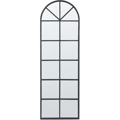 Espejo de pared de metal negro 40 x 120 cm vidrio forma de ventana Brouage