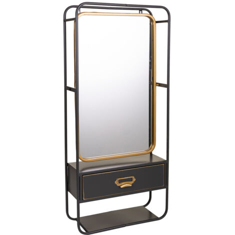 Espejo de pared de metal negro 40x15x90