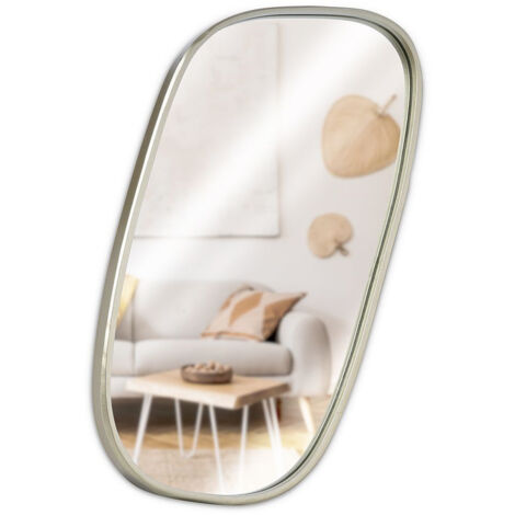 Espejo de pared decorativo dorado para colgar, 35 cm.