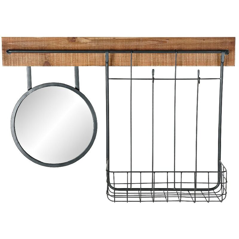 

Espejo de pared DKD Home Decor Negro Metal Abeto Espejo (80 x 15 x 20 cm)