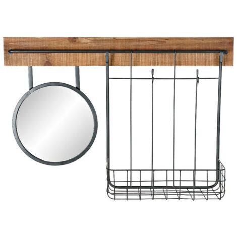 Espejo de pared DKD Home Decor Negro Metal Abeto Espejo (80 x 15 x 20 cm)