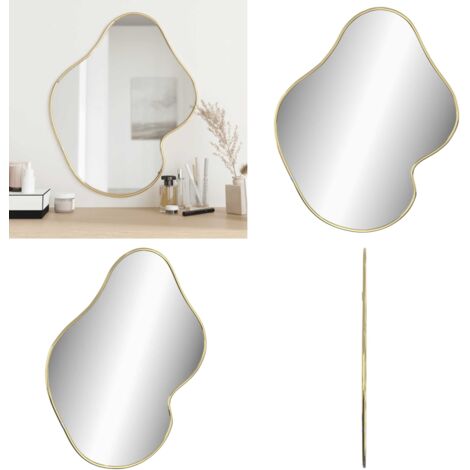 Espejo de pared dorado 60x50 cm - Espejo de baño - Espejo de tocador