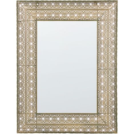 Espejo de pared dorado 69 x 90 cm marco accesorio decorativo Dehradun