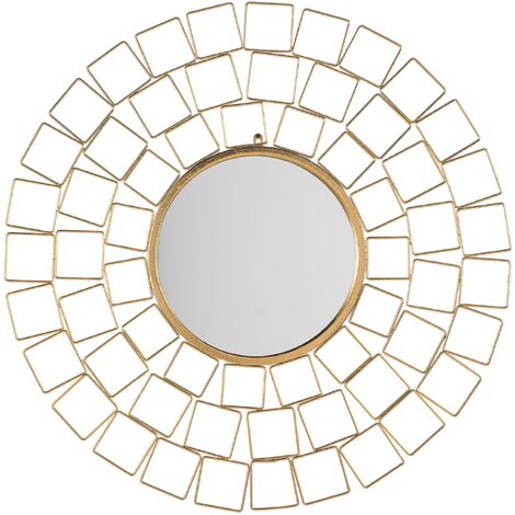 Espejo de pared dorado 90 cm redondo vintage estilo hollywood Labrit