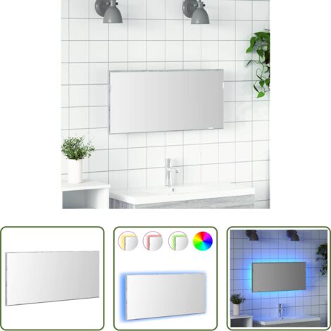 Espejo de pared -  Espejo con tira de luces LED Gris sonoma alto 80 x 37 cm