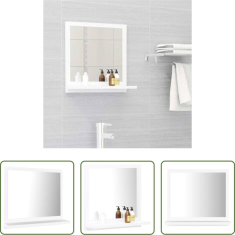 Espejo de pared -  Espejo de baño madera contrachapada blanco 40x10,5x37 cm