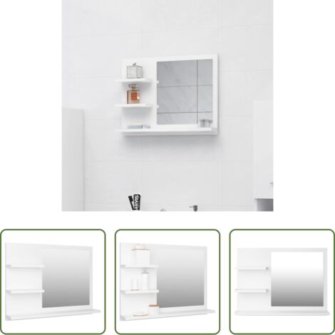 Espejo de pared -  Espejo de baño madera contrachapada blanco 60x10,5x45 cm
