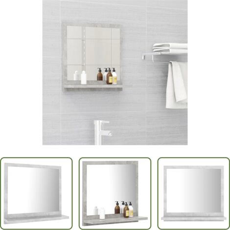 Espejo de pared - Espejo de baño madera contrachapada gris hormigón 40x10,5x37 cm