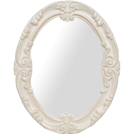 Espejo de pared Espejo de madera blanco 105x85x6 Made in Italy Espejo decorativo colgante Espejo oval largo vertical horizontal