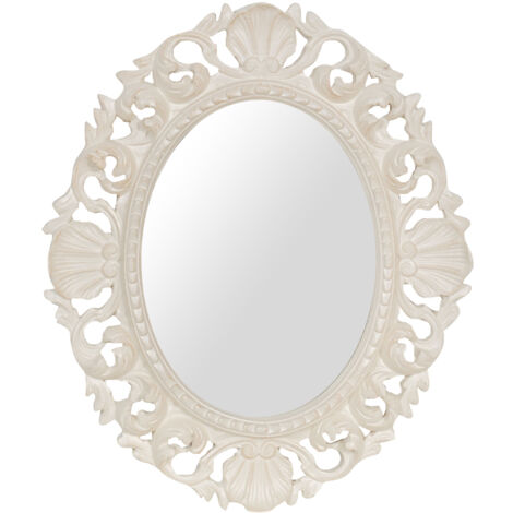 Espejo de pared Espejo de madera blanco 50x60x4 Made in Italy Espejo decorativo colgante Espejo oval largo vertical horizontal
