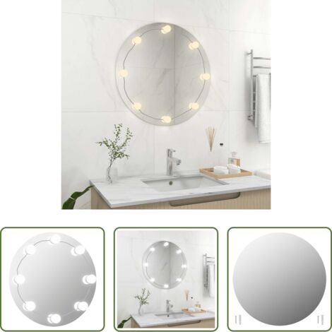 Espejo de pared -  Espejo de pared con luces LED redondo de vidrio
