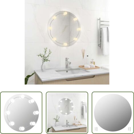 Espejo de pared -  Espejo de pared con luces LED redondo de vidrio